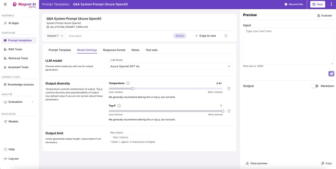 Magnet AI - Advanced Settings tab